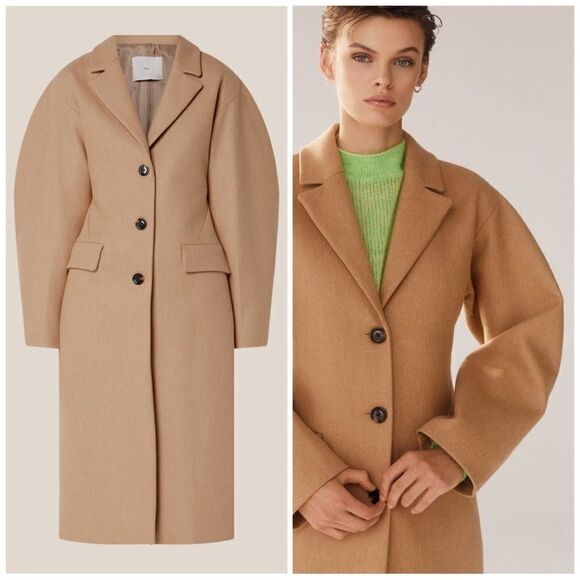 Mango Wool Blend Coat Puff Sleeves New - Picture 1 of 4